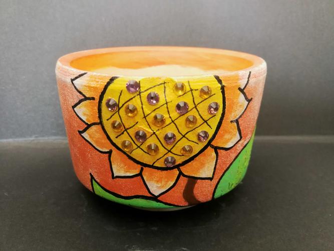 五彩缤纷 丙烯画多肉花盆手工作品展花盆赏析